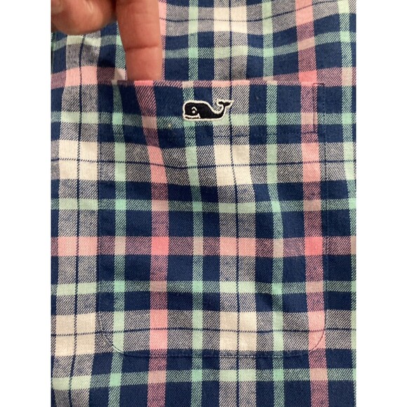 Vineyard Vines Mens S Tucker Shirt Blue Plaid Flannel Classic Fit Performance - Picture 5 of 10